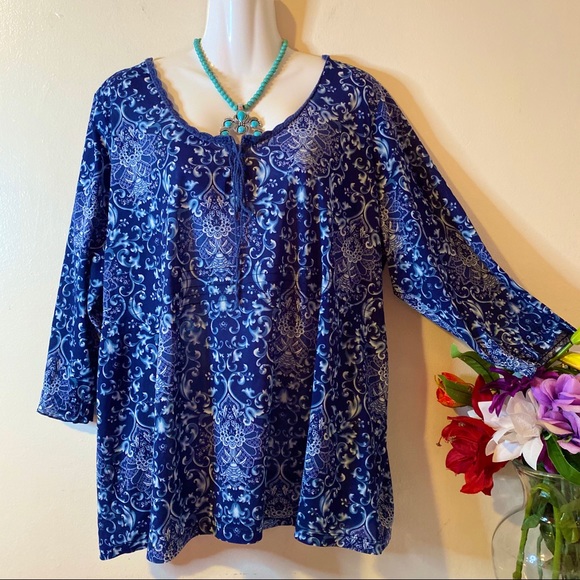 Avenue Tops - ❌SOLD❌Avenue Plus Size Blue Floral Print Top